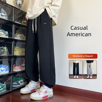 518 Pantaloni sport casual pentru bărbați, primăvară-toamnă, stil Hong Kong, croială lejeră, jogger japonez