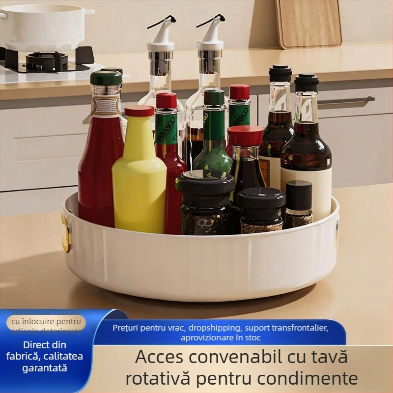 Raft rotativ pentru condimente pentru blat de bucătărie, recipient multifuncțional pentru condimente, organizator de depozitare pentru casă