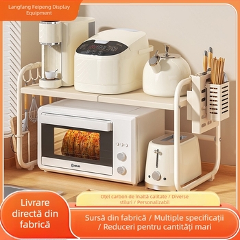 Raft extensibil de bucătărie pentru depozitare, suport pentru cuptor cu microunde și cuptor, raft de blat cu un singur sau două niveluri pentru gătitor de orez