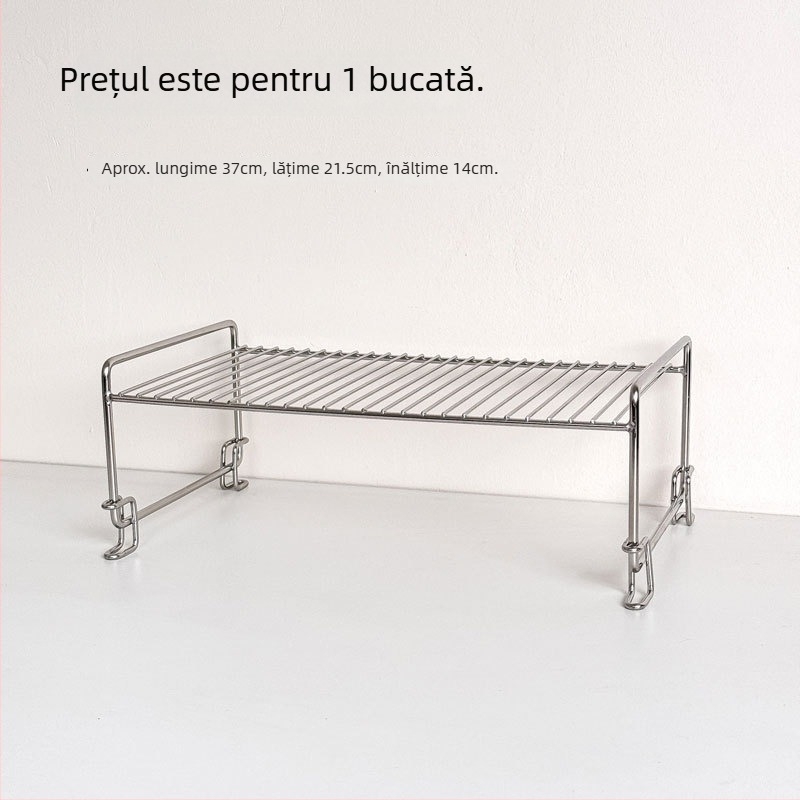 Raft de depozitare din oțel inoxidabil 304, pentru farfurii, cești și tacâmuri; organizator multistrat în dulapul bucătăriei