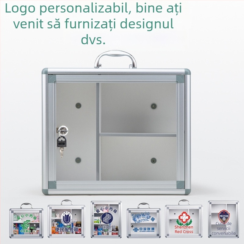 Cutie pentru medicamente din aliaj de aluminiu, cu încuietoare, cu mai multe compartimente, montată pe perete, cu posibilitate de imprimare a logo-ului