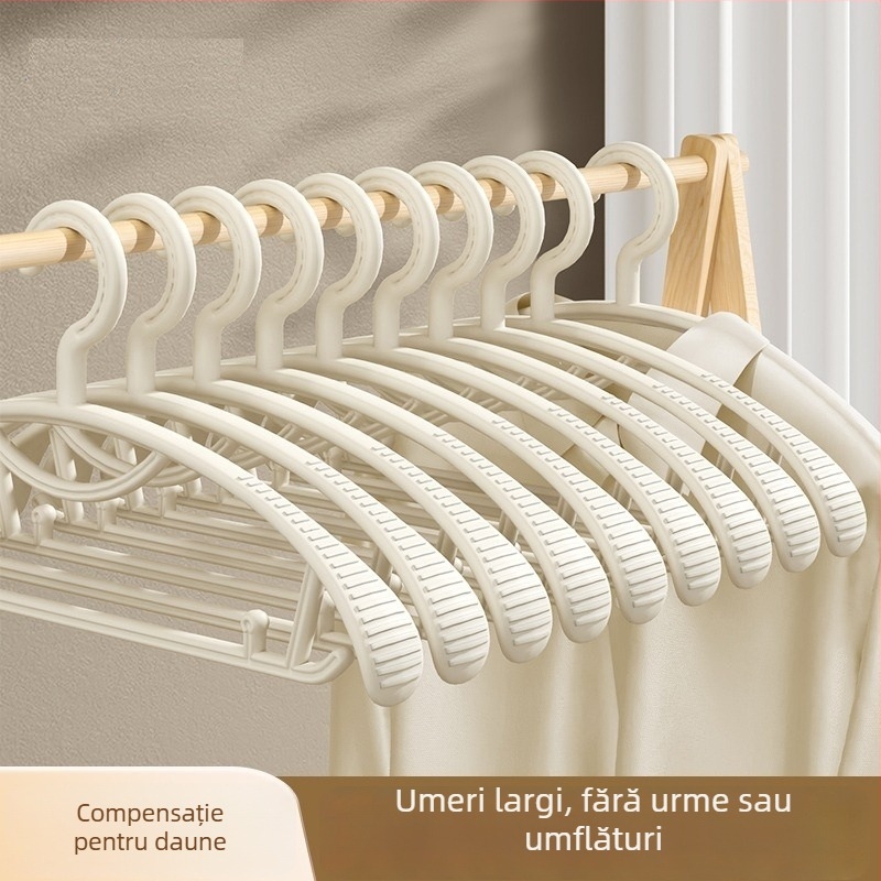 Set de 5 umerașe cu umeri largi, pentru uz casnic, anti-derapare, fără urme la umeri, pentru hainele elevilor