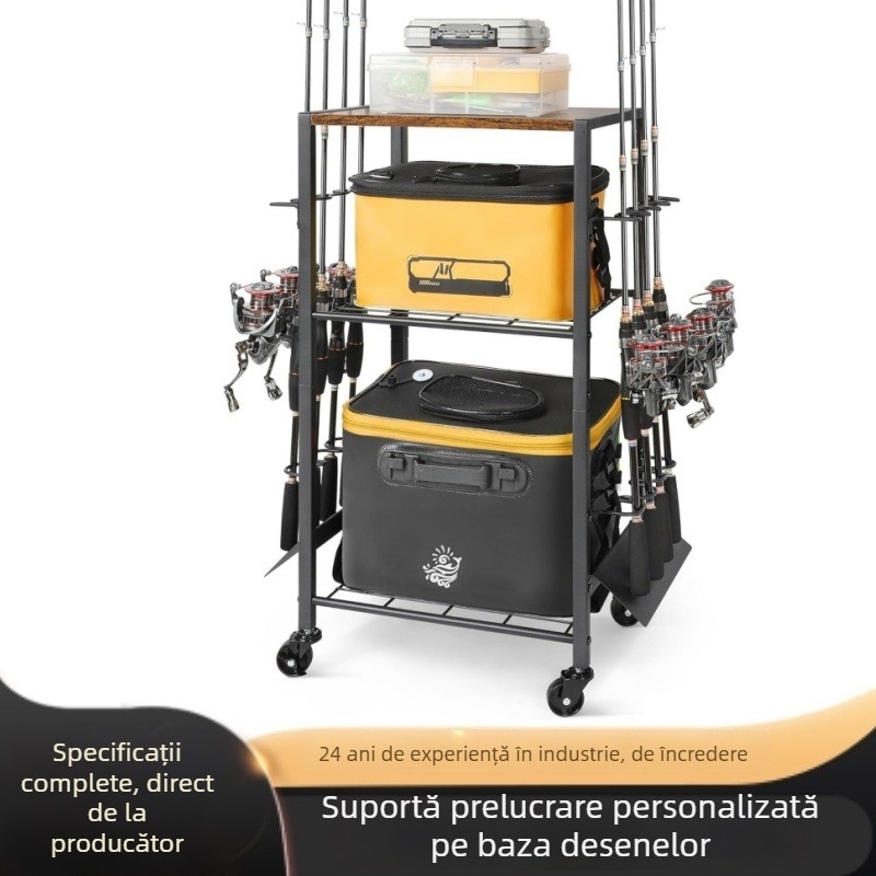 Noul suport multifuncțional pentru lansete de pescuit, organizator de echipament cu trei etaje