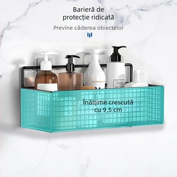 Raft de depozitare montat pe perete, fără găuri, cu coș suspendat, pentru baie, bucătărie, sufragerie și cămin