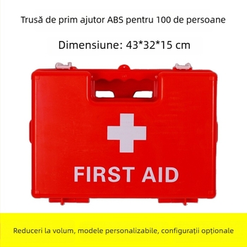 Kit de prim ajutor ABS pentru 100 persoane – cutie de urgență din plastic, montat pe perete, pentru uz în întreprinderi, dimensiuni 43×32×15 cm, culoare personalizabilă
