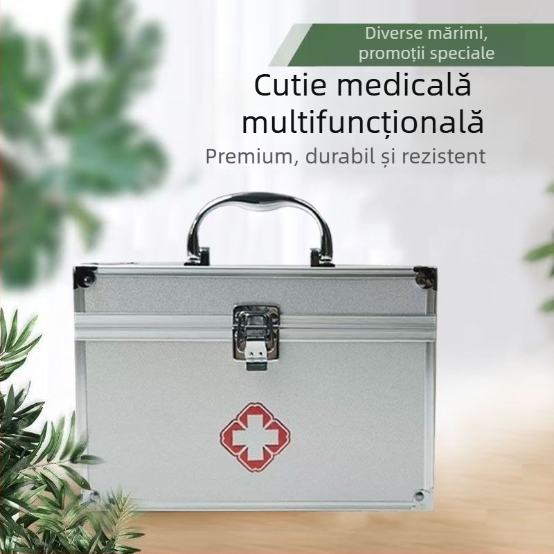 Cutie pentru medicamente de 9 inch, din aliaj de aluminiu, depozitare pentru medicamente, capacitate mare, urgențe medicale și vizite la domiciliu