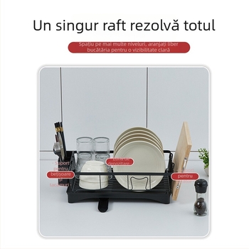 Raft de uscare vase din oțel inoxidabil deasupra chiuvetei pentru boluri, farfurii și tacâmuri