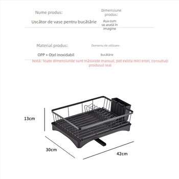 Raft de uscare vase din oțel inoxidabil deasupra chiuvetei pentru boluri, farfurii și tacâmuri
