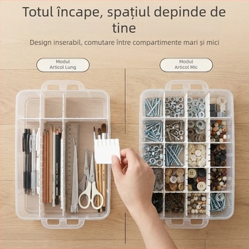 Cutie de depozitare cu capacitate mare, stivuabilă, cu compartimente multiple, organizator pentru bijuterii