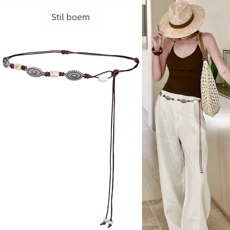 Lanț talie boem pentru femei – Curea împletită, accesorii pentru rochie, stil vintage