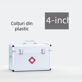Cutie medicală din aliaj de aluminiu cu lacăt pentru urgențe, depozitare medicală portabilă pentru uz casnic; set complet cu dimensiunile 12/14/16/18 inch.