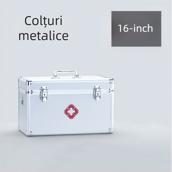 Cutie medicală din aliaj de aluminiu cu lacăt pentru urgențe, depozitare medicală portabilă pentru uz casnic; set complet cu dimensiunile 12/14/16/18 inch.