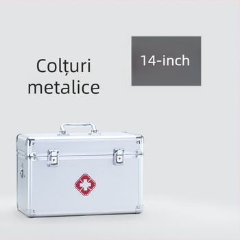 Cutie medicală din aliaj de aluminiu cu lacăt pentru urgențe, depozitare medicală portabilă pentru uz casnic; set complet cu dimensiunile 12/14/16/18 inch.