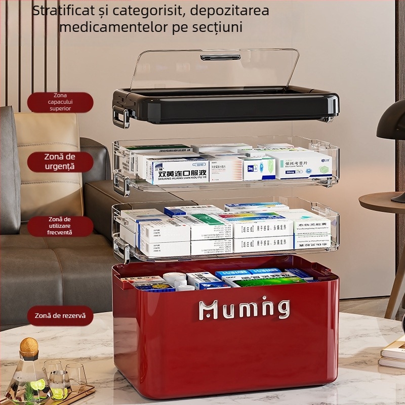 Cutie de depozitare cu mai multe compartimente, logo personalizat, mânere portabile, design întărit, protecție împotriva prafului, pentru unghii și medicamente