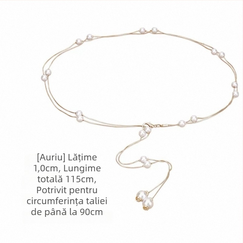 Lanț de talie multistrat, cu scoici de perle, stil Y2K, lanț metalic pentru talie, accesorii pentru fustă scurtă