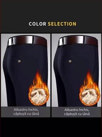 2025 Pantaloni casual de iarnă pentru bărbați, cu fleece și grosime, talie înaltă, croială dreaptă, versatile pentru frig