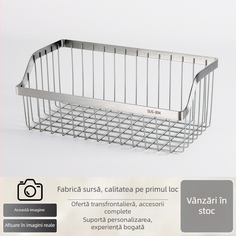 Raft de bucătărie montat pe perete, din oțel inoxidabil 304, fără găuri, coș pentru fructe și legume, model K-5025