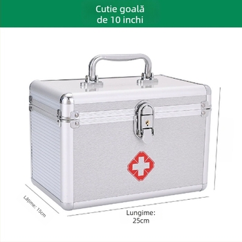 Cutie de prim ajutor din aliaj de aluminiu, set medical portabil, cutie medicală cu două compartimente, dimensiuni 9, 14 și 16 inch.