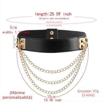 Centură metalică elastică, cu mai multe straturi, pentru femei, centură cu lanț pentru rochii, paltoane și costume, talie elastică
