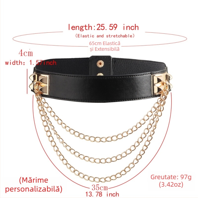 Centură metalică elastică, cu mai multe straturi, pentru femei, centură cu lanț pentru rochii, paltoane și costume, talie elastică