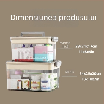 Cutie de medicamente multistrat pentru uz casnic, transparentă, capacitate mare, 7 compartimente