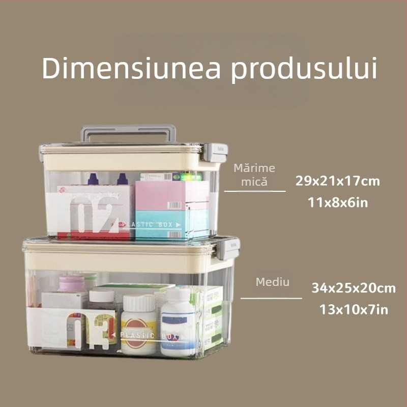 Cutie de medicamente multistrat pentru uz casnic, transparentă, capacitate mare, 7 compartimente
