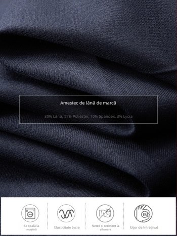 Pantaloni de costum pentru bărbați din lână, 30% lână, croi slim, drepti, pantaloni eleganți