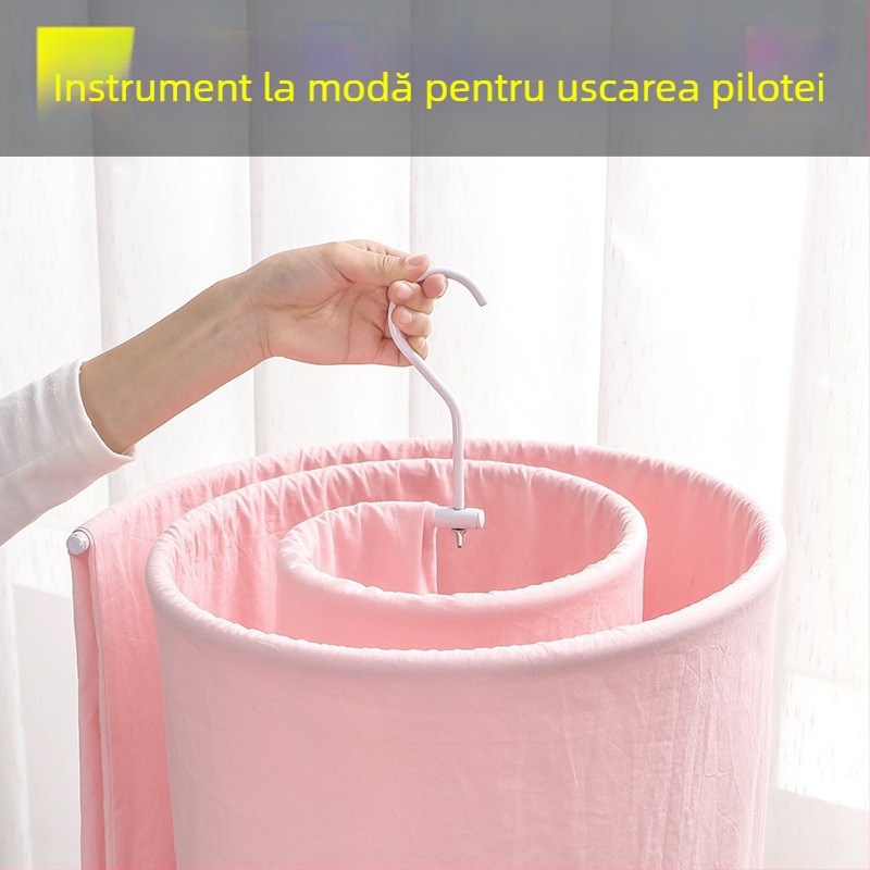 Uscător spiral pentru cuverturi, cadru rotativ circular, soluție multifuncțională pentru balcon pentru pilote și lenjerie de pat