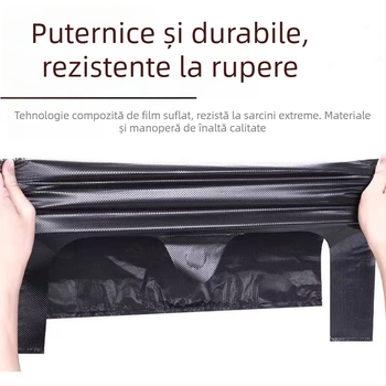 Sac de gunoi în stil vestă, îngroșat, negru, din PP, pentru uz casnic