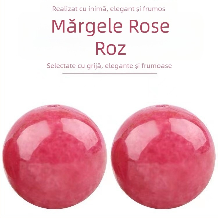 Mărgele libere din piatră roză și mărgele rotunde din calcedonie pentru DIY brățară Star Moon Bodhi – kit materiale bijuterii