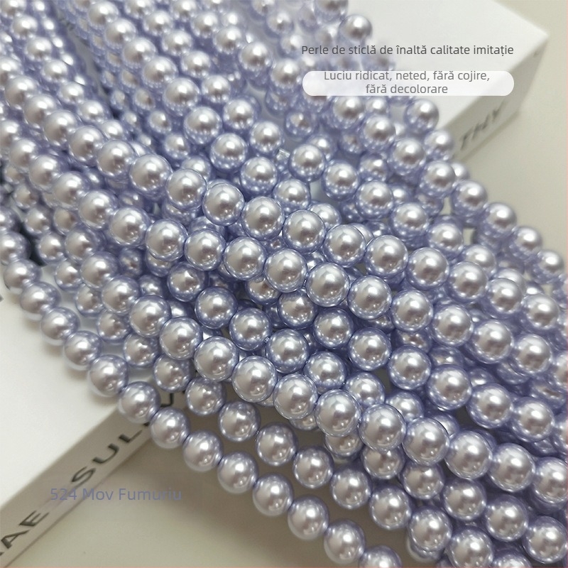 Margele de sticlă imitatie Shijia, luciu perlat, cu gaură dreaptă, rotunde, 2–10 mm, culoare fumuriu gri-violet, pentru bijuterii DIY — mărgele pentru coliere și brățări