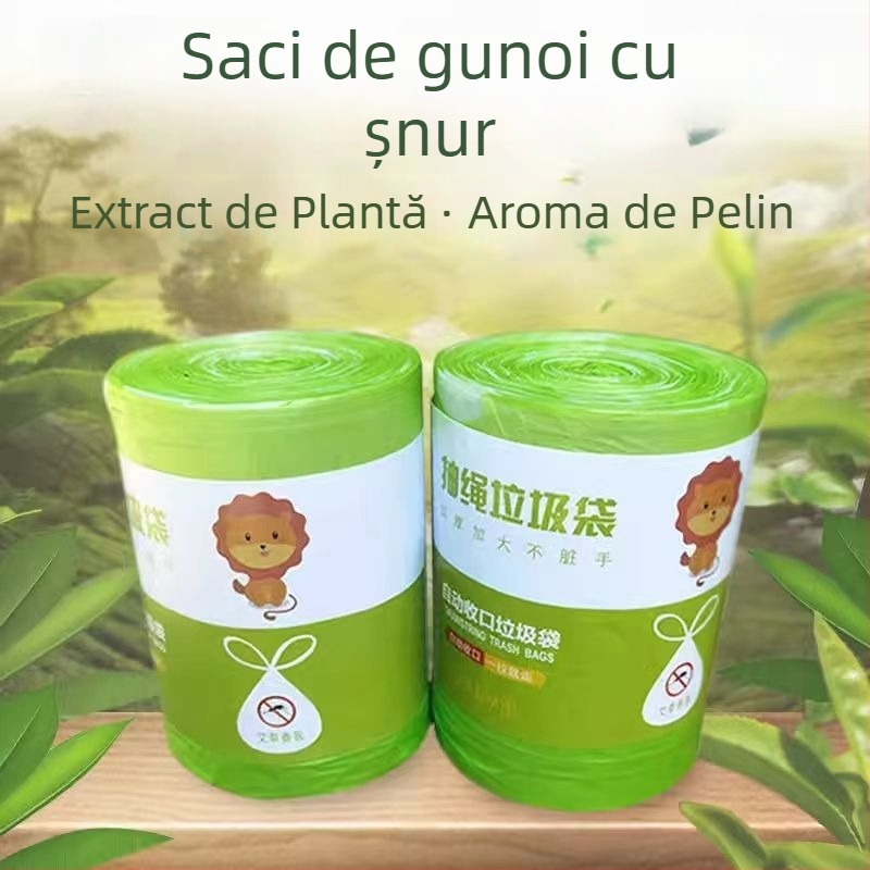 Pungă de gunoi cu aromă de pelin, cu șnur, bucătărie îngroșată, mărime medie-largă, rezistentă la rupere