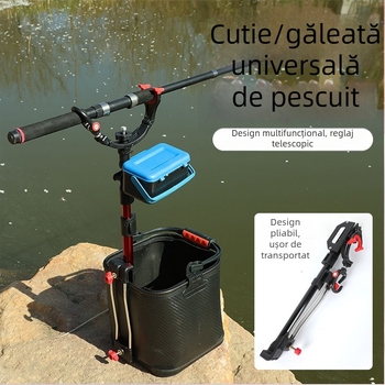 Suport universal pentru undițe cu găleată pentru nadă și bază antiderapantă pentru bețe lungi