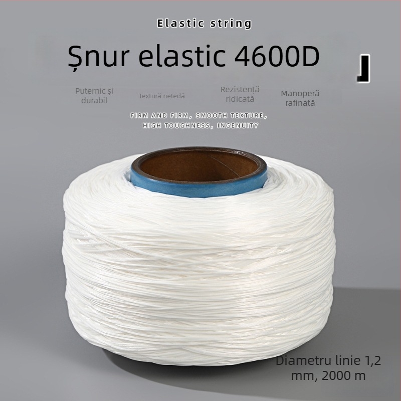 Șnur elastic plat 4600D, ușor de legat, elasticitate excelentă, 2000 m în rolă mare, pentru brățări și coliere DIY