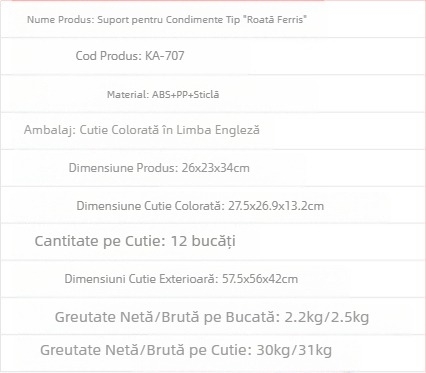 Set rotativ pentru condimente cu borcănele din sticlă și sticle de condimente – organizator de depozitare pentru bucătărie