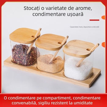 Set borcane de condimente din sticlă – borcane transparente pentru sare, zahăr și MSG pentru bucătărie