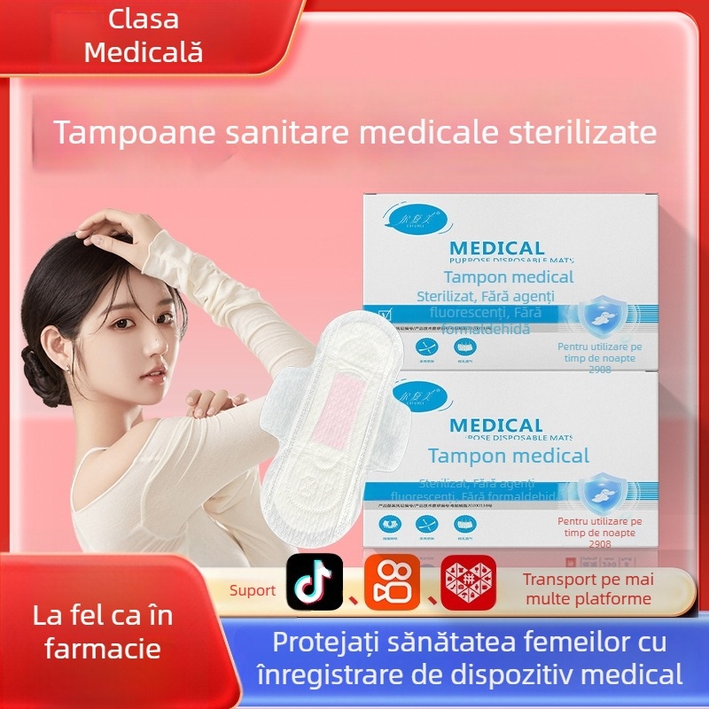 Absorbante igienice ginecologice, de calitate medicală, ultra-subțiri, respirabile, sterilizate, pentru utilizare de zi și de noapte