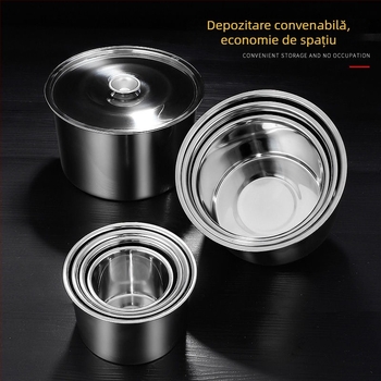 Set din oțel inoxidabil 304: cupă de aromă, vas multifuncțional pentru ouă, recipient pentru condimente și vas pentru ulei