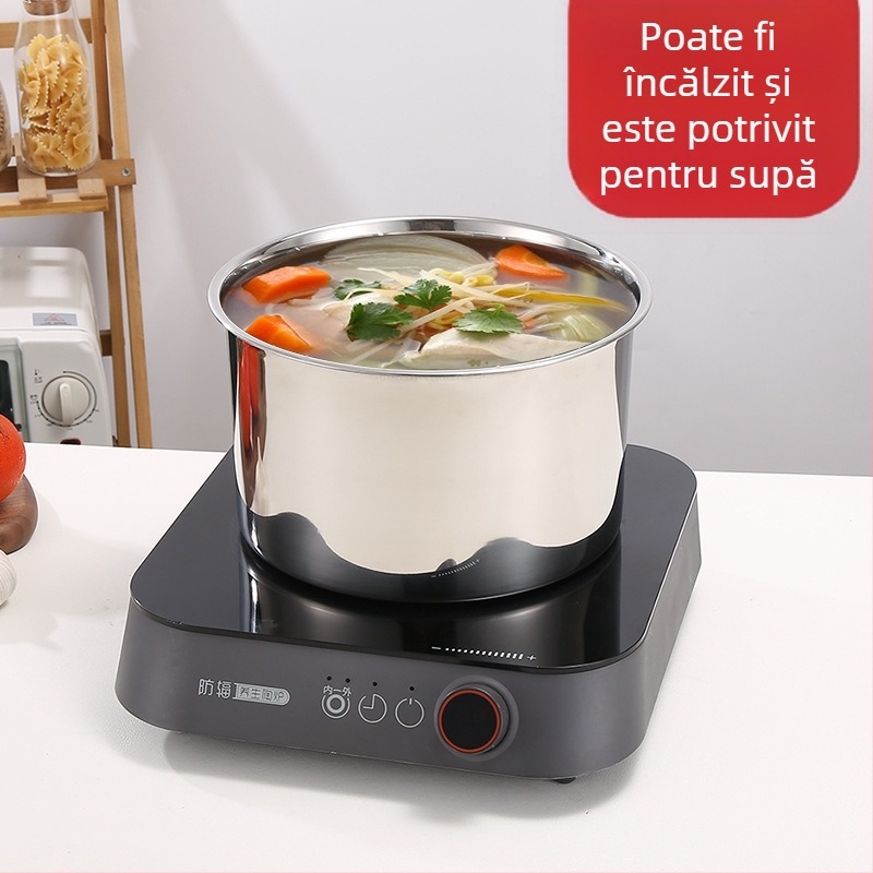 Recipient din oțel inoxidabil cu capac, recipient rotund de bucătărie pentru condimente, borcan pentru ulei și sare, borcănel pentru crema de lapte pentru ceai