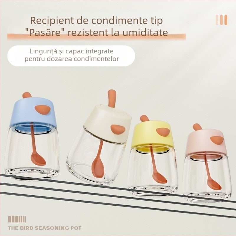 Set de recipiente pentru condimente pentru bucătărie – cutie elegantă de condimente, sticluțe pentru ardei iute, recipient de depozitare a condimentelor și a sării