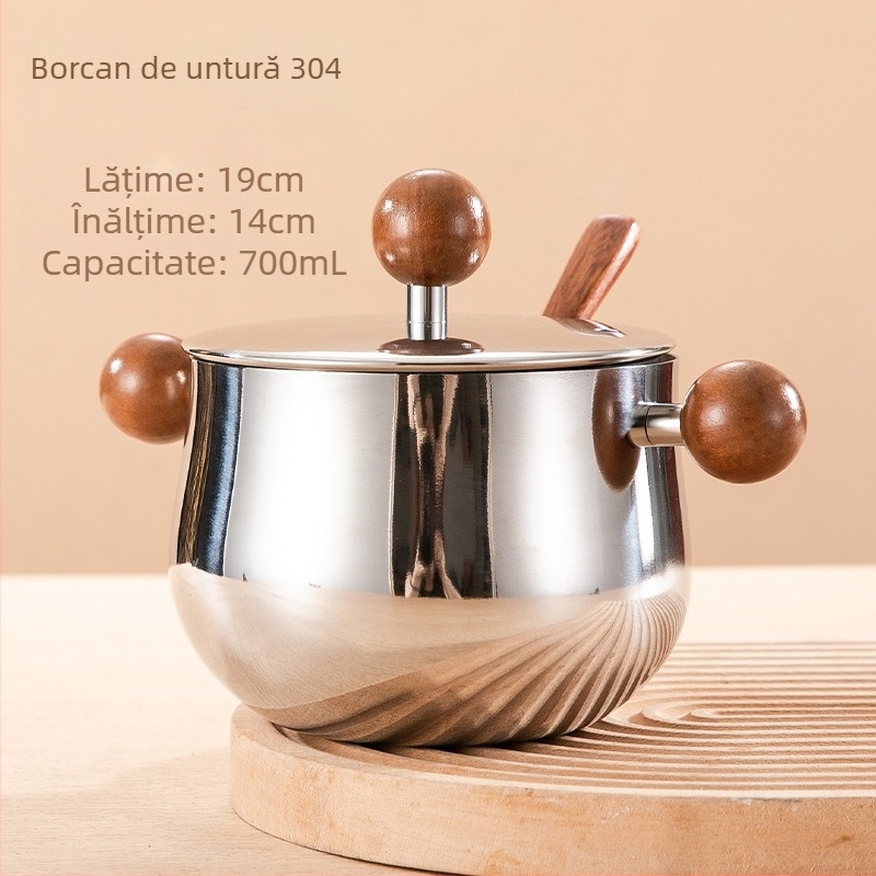 Recipient din oțel inoxidabil 304 pentru ulei de ardei iute, cu capac și filtru – recipient bucătărie pentru condimente
