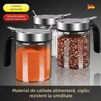 Set premium de borcane din sticlă pentru condimente, pentru bucătărie, cu borcăne de sare