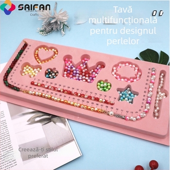 Unelte DIY roz pentru realizarea brățărilor – plăcuță de mărgele proiectată manual și tavă pentru mărgele