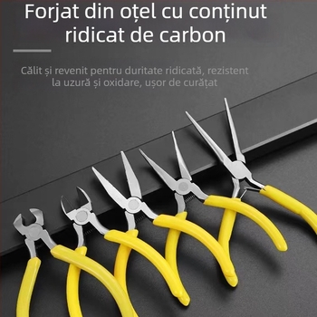Clește pentru bijuterii de 5 inch, nas fin, nas diagonal și nas curbat, unealtă DIY multifuncțională