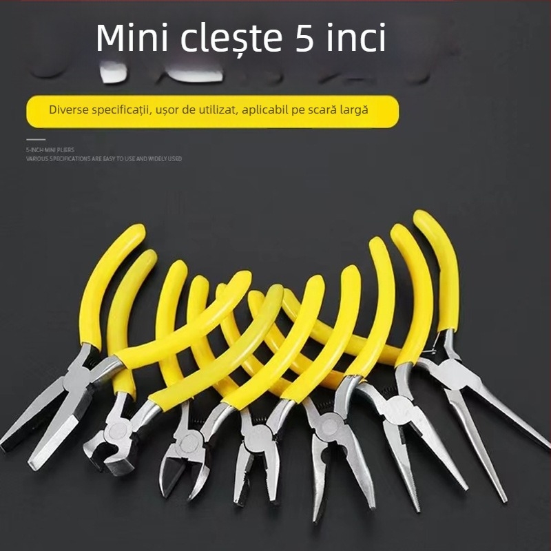 Clește pentru bijuterii de 5 inch, nas fin, nas diagonal și nas curbat, unealtă DIY multifuncțională