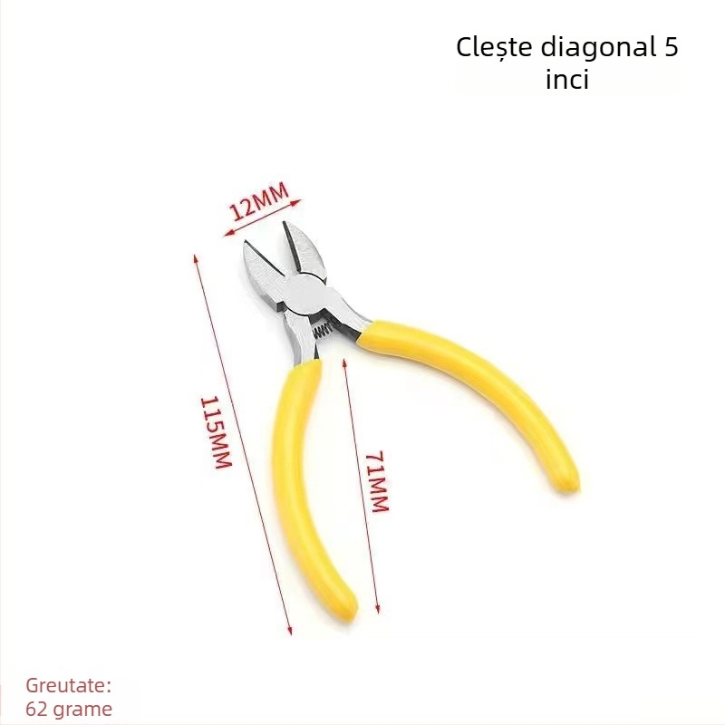 Clește pentru bijuterii de 5 inch, nas fin, nas diagonal și nas curbat, unealtă DIY multifuncțională
