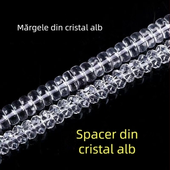 Perle separator din cristal alb facetat, perle plate și perle disc — accesorii DIY pentru bijuterii, semifabricate pentru brățări