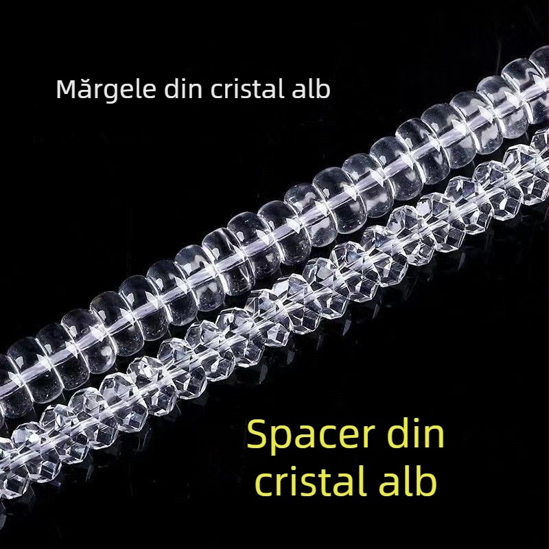 Perle separator din cristal alb facetat, perle plate și perle disc — accesorii DIY pentru bijuterii, semifabricate pentru brățări