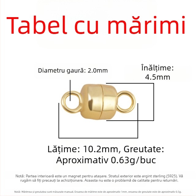 Argint Sterling S925 electroplacat, încuietoare magnetică cilindrică închisă, conector pentru brățară cu perle – accesorii bijuterii DIY