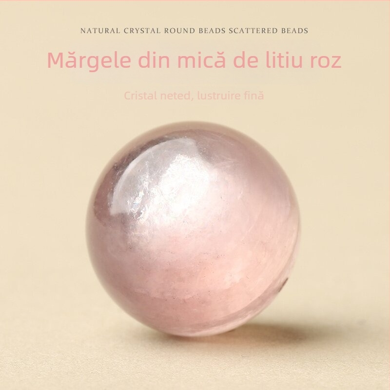 Perle naturale roz din lepidolit – mărgele rotunde, cristal Ochi de Pisică, componente DIY pentru brățară și colier